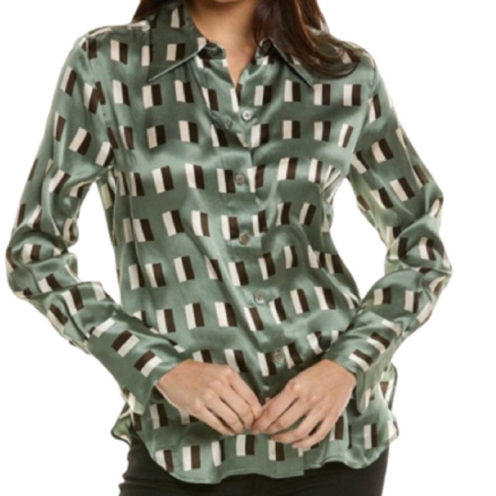 NWT Equipment Femme Quinne No Pocket Agave Green Multi Top - Sz XS